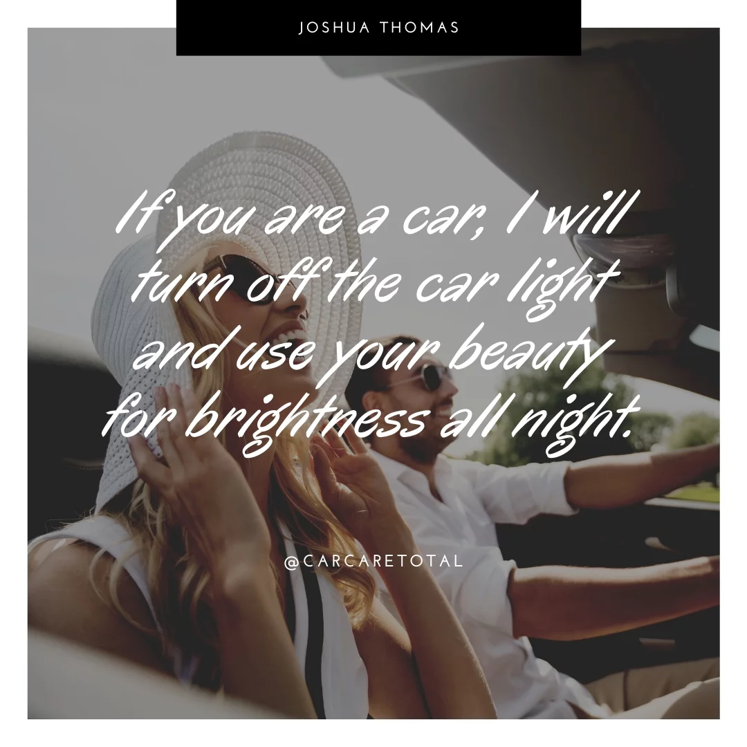 If you are a car, I will turn off the car light and use your beauty for brightness all night.